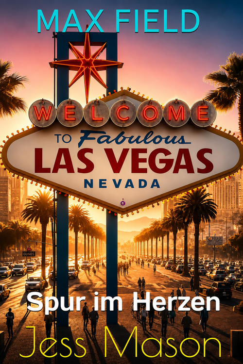 Das Cover zeigt das berühmte große Las Vegas Schild im Vordergrund. Dahinter der dicht belebte Vegas Strip im Abendrot